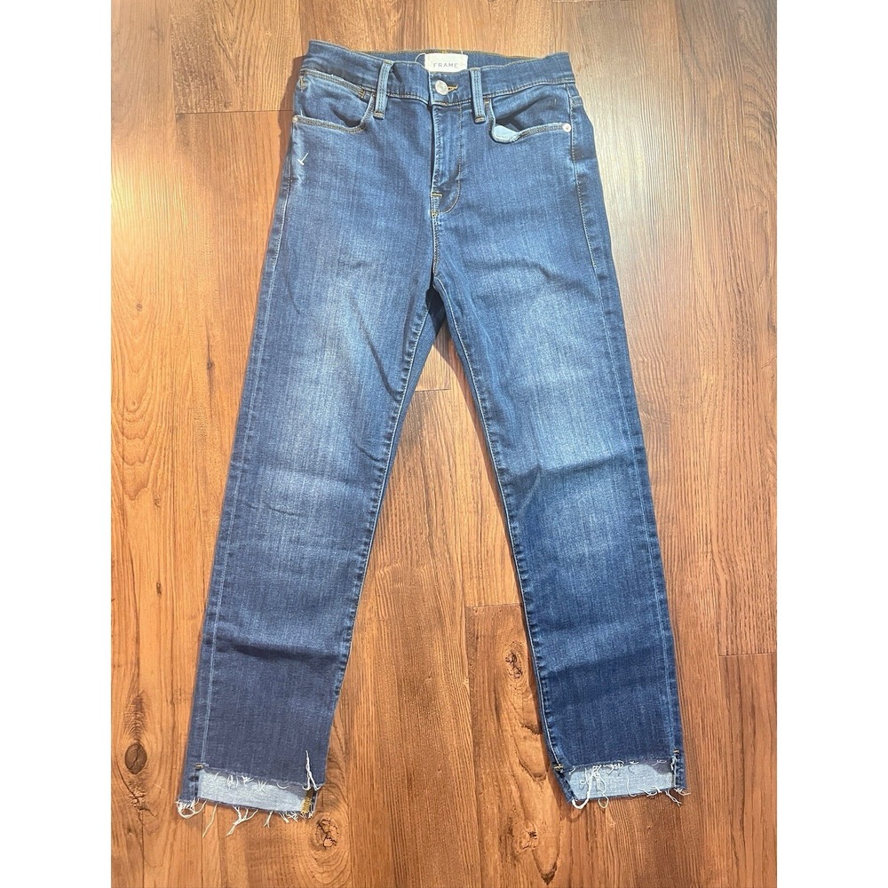 Frame Jeans Womens 26 Blue Le High Straight Dark Wash Stretch Premium Denim